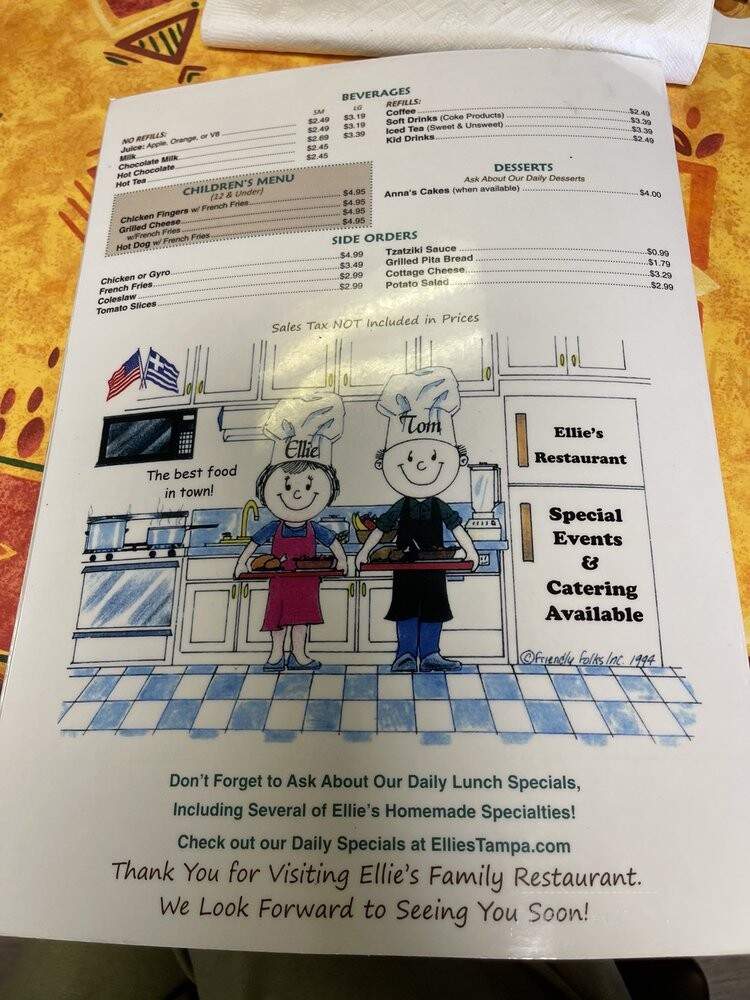 Ellie's Breakfast & Lunch - Tampa, FL menu_pic