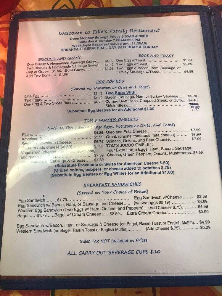 Ellie's Breakfast & Lunch - Tampa, FL menu_pic