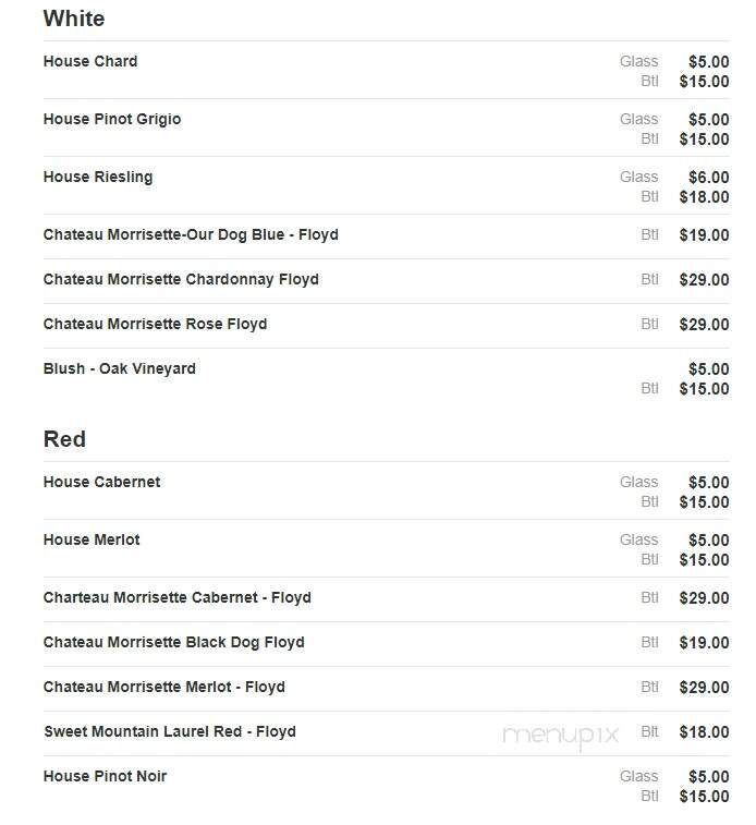 Pine Tavern Restaurant - Floyd, VA menu_pic