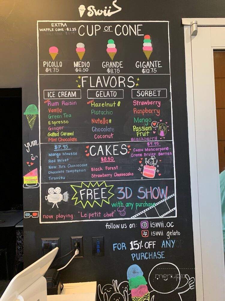 Iswii Gelato - Garden Grove, CA menu_pic