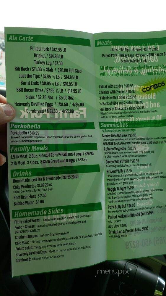 Farm 2 Fork BBQ Bistro - Kokomo, IN menu_pic