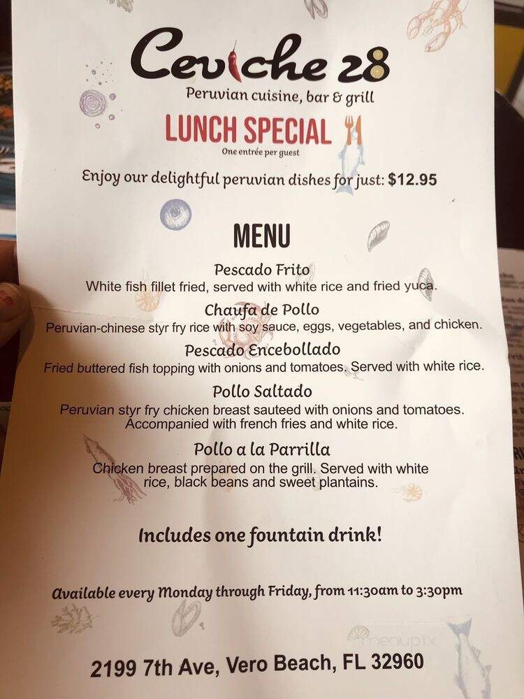Ceviche 28 - Vero Beach, FL menu_pic