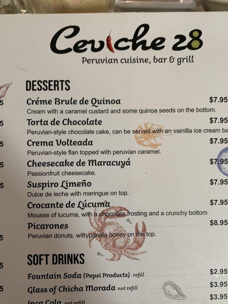 Ceviche 28 - Vero Beach, FL menu_pic