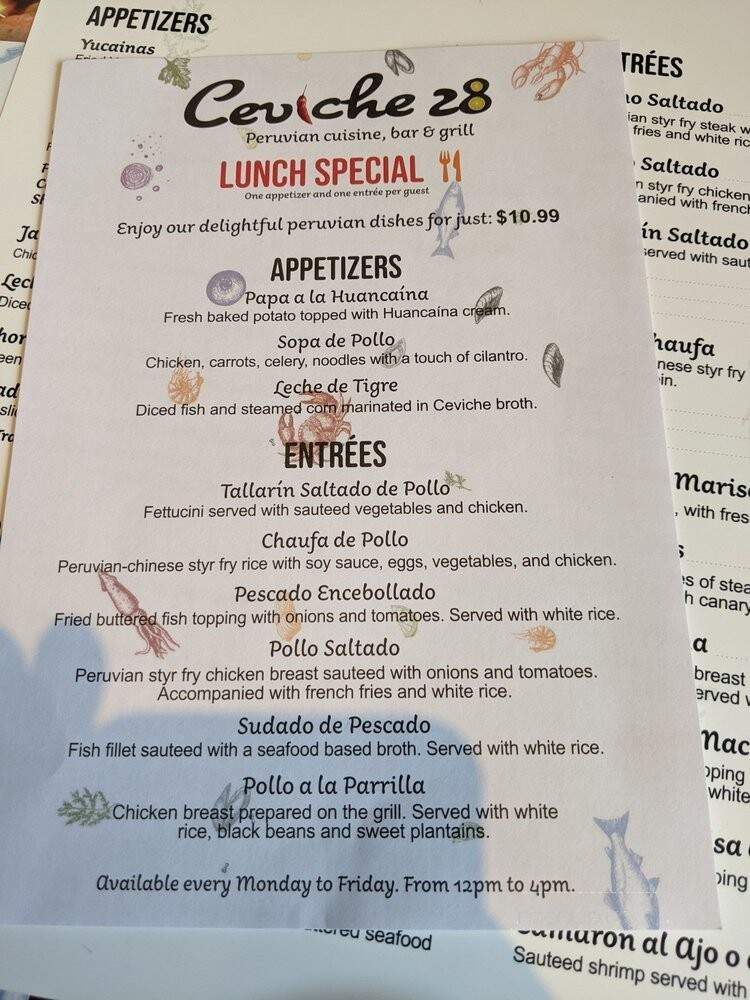 Ceviche 28 - Vero Beach, FL menu_pic