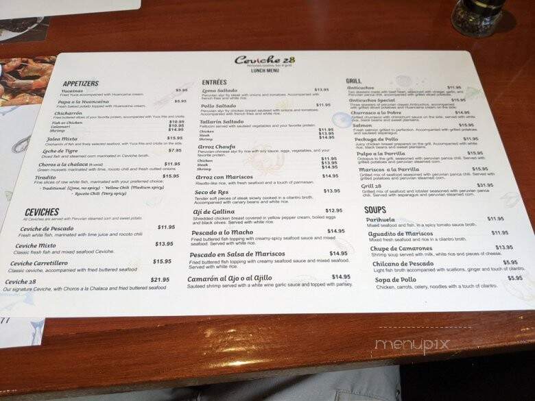 Ceviche 28 - Vero Beach, FL menu_pic