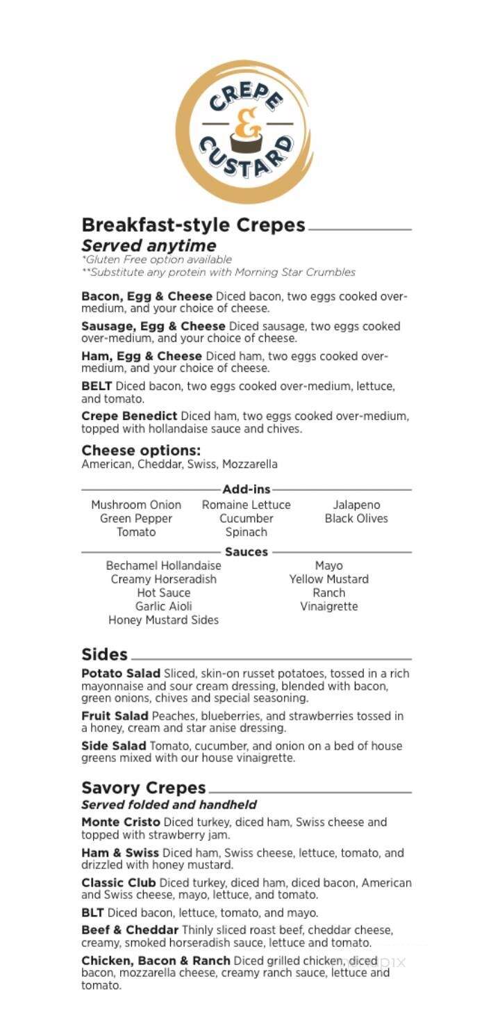 Crepe & Custard - Lake Junaluska, NC menu_pic