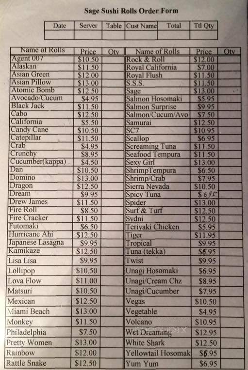 Sage Sushi Lounge - Ruskin, FL menu_pic
