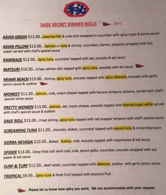 Sage Sushi Lounge - Ruskin, FL menu_pic