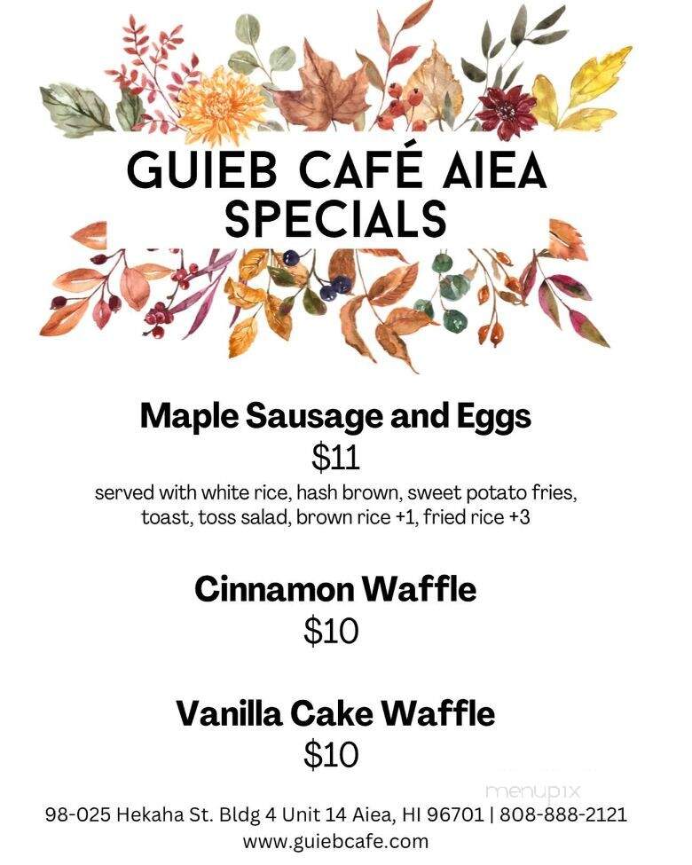 Guieb Cafe - Wahiawa, HI menu_pic