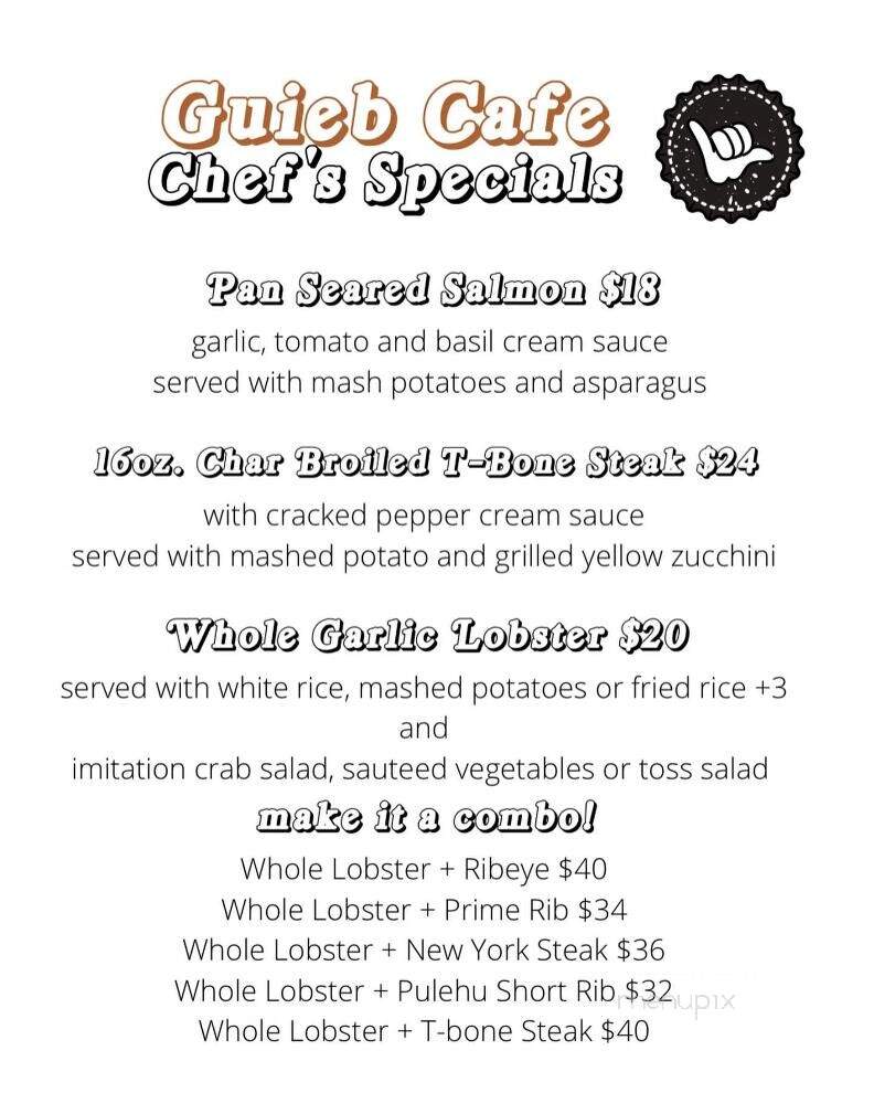 Guieb Cafe - Wahiawa, HI menu_pic