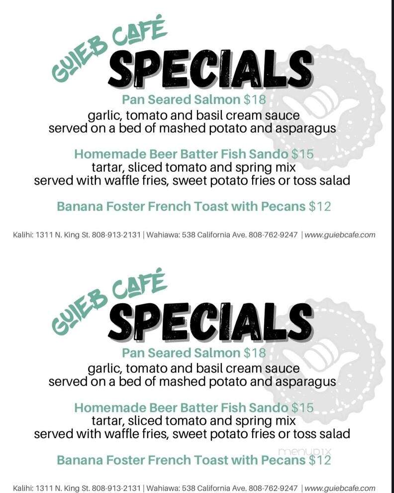 Guieb Cafe - Wahiawa, HI menu_pic
