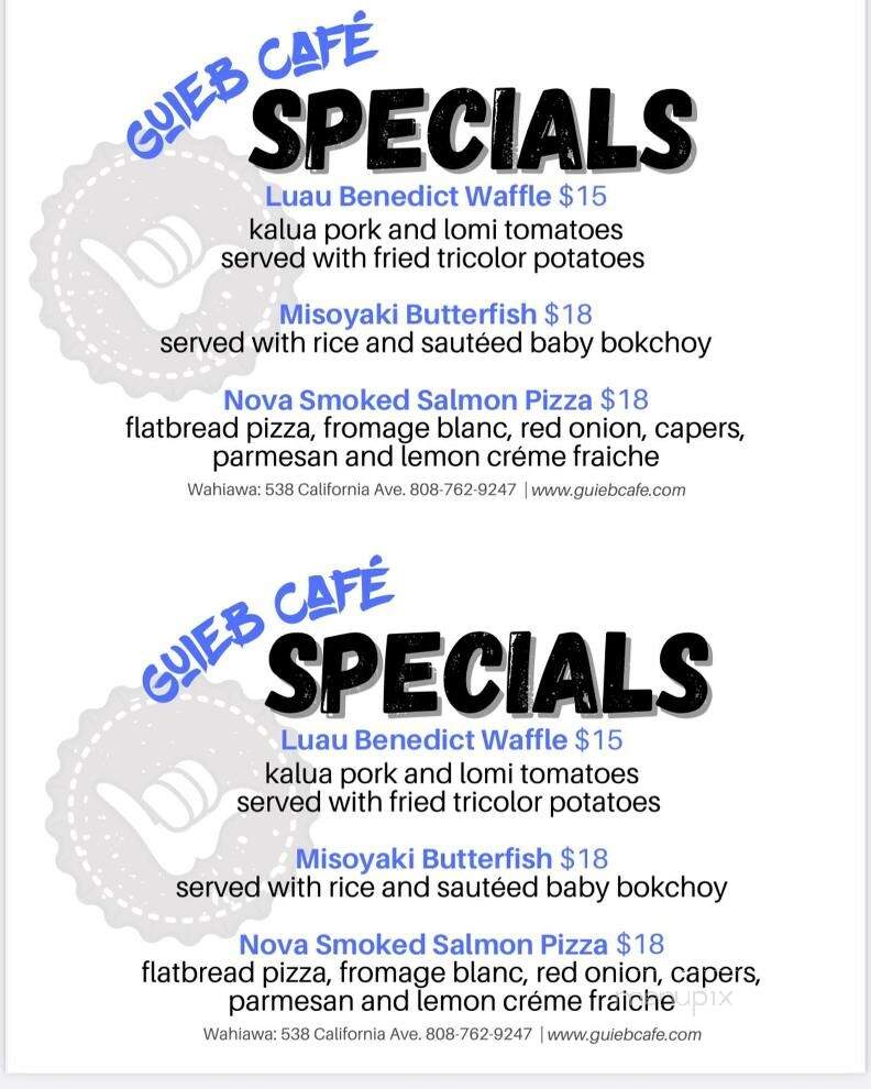 Guieb Cafe - Wahiawa, HI menu_pic
