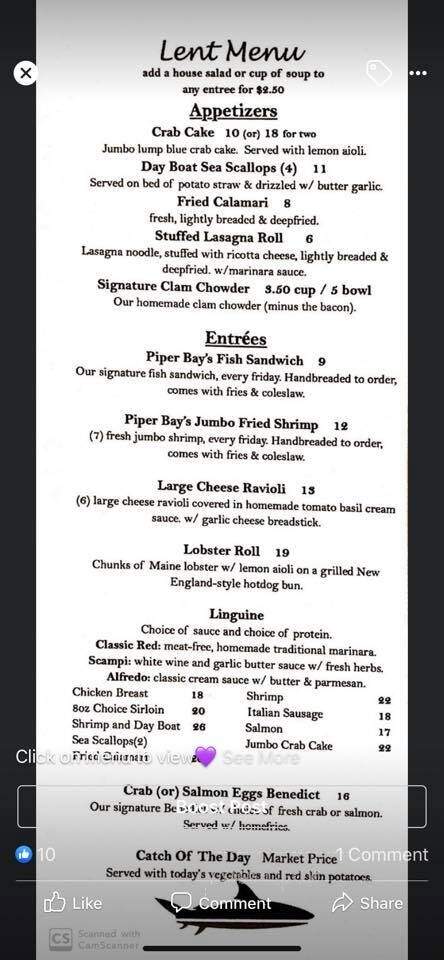 Piper Bay Cafe - Delmont, PA menu_pic