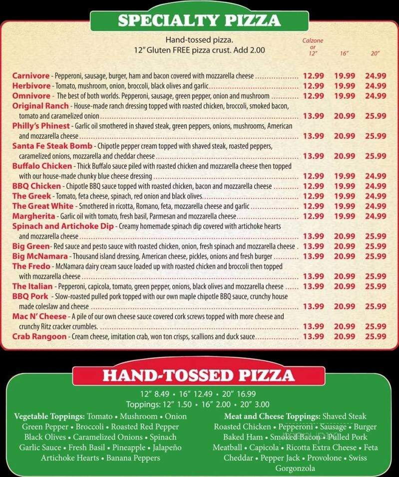 Ziggy's Pizza - West Lebanon, NH menu_pic