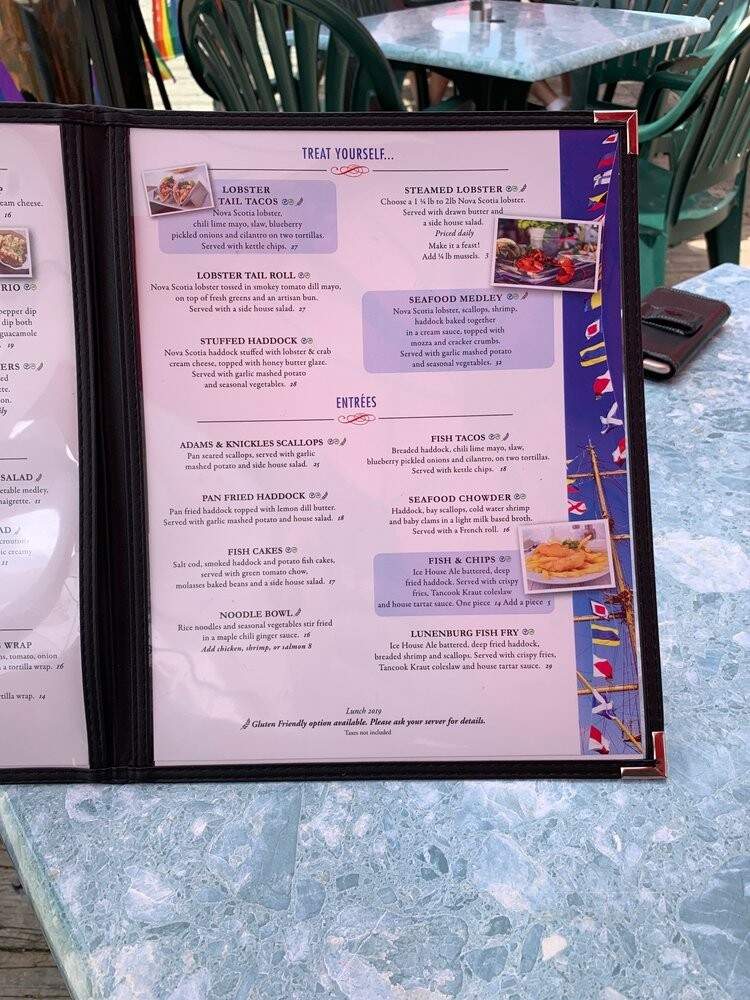 Old Fish Factory Restaurant Ice House Bar - Lunenburg, NS menu_pic