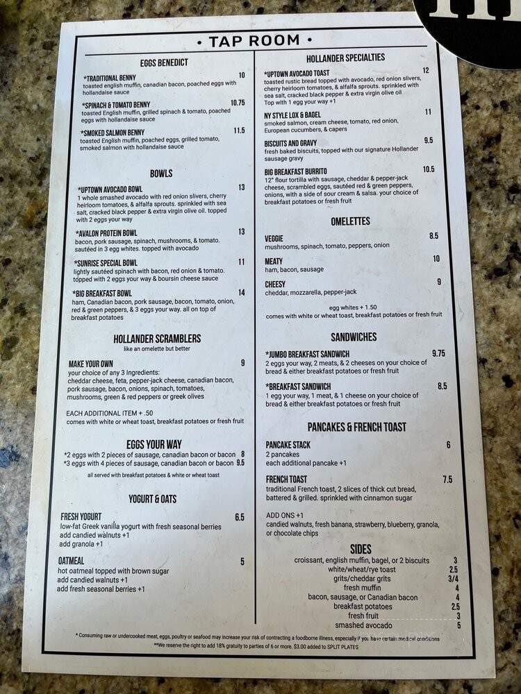 Tap Room at the Hollander - St Petersburg, FL menu_pic