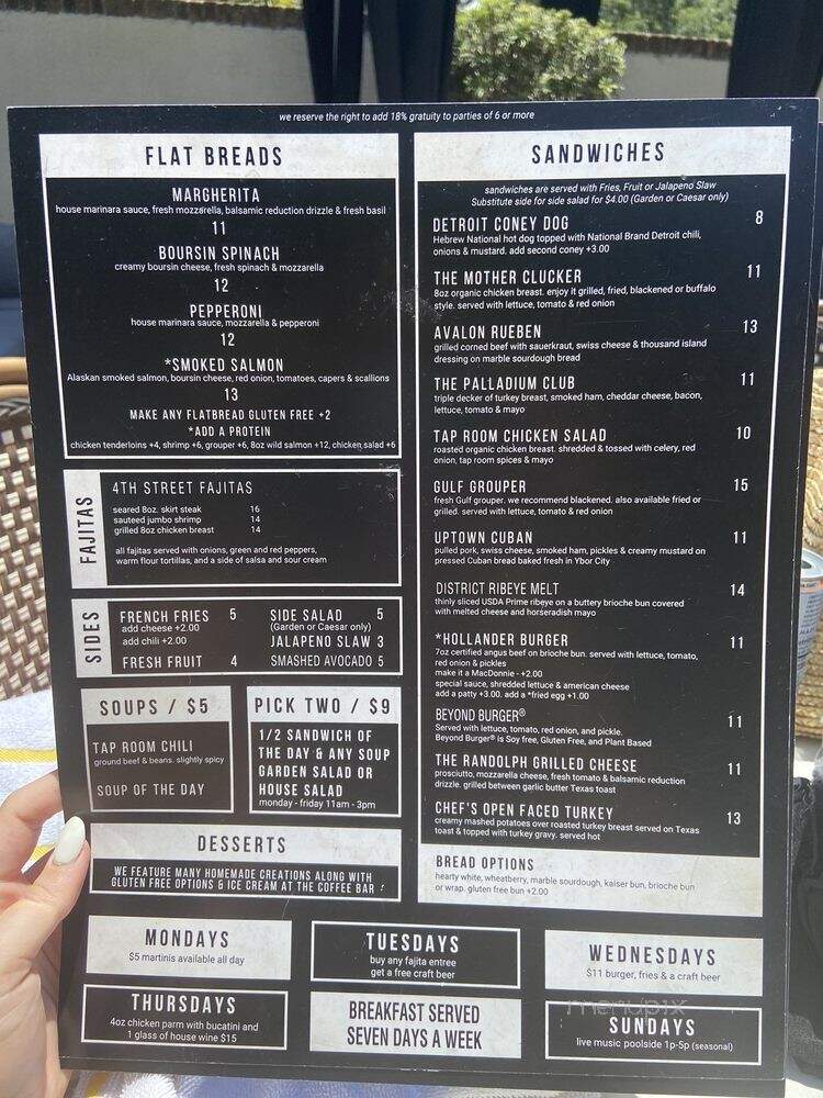 Tap Room at the Hollander - St Petersburg, FL menu_pic