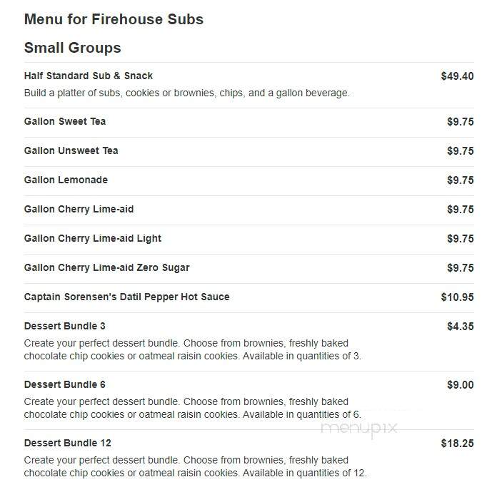 Firehouse Subs - Salem, VA menu_pic
