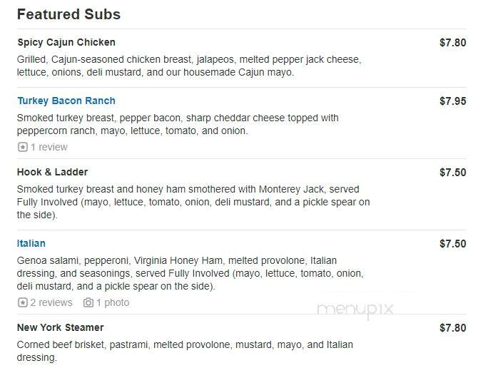 Firehouse Subs - Salem, VA menu_pic