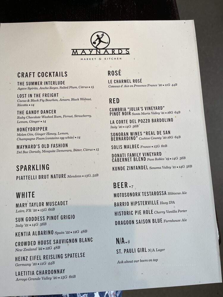 Maynards Market & Kitchen - Tucson, AZ menu_pic