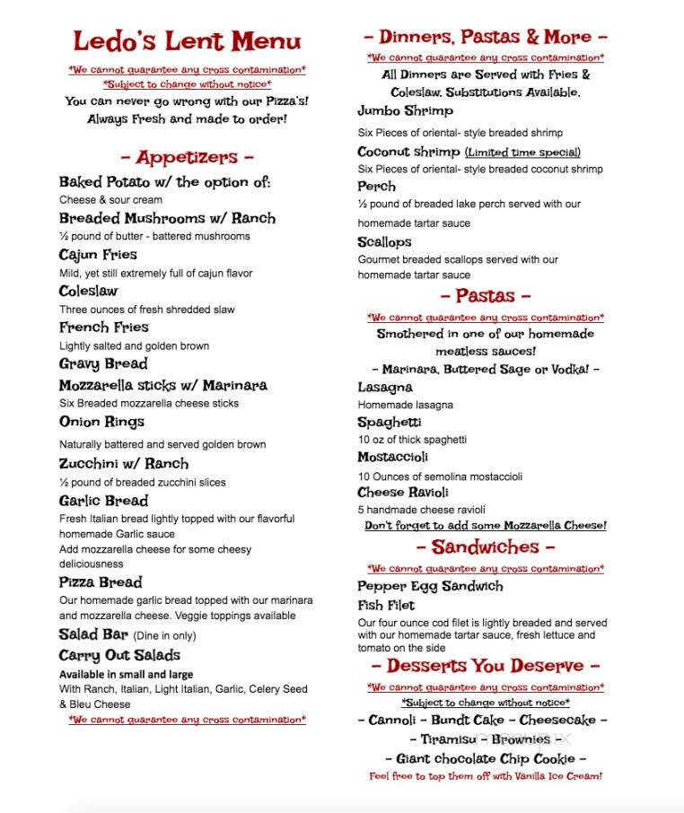 Ledo's Pizza - Countryside, IL menu_pic