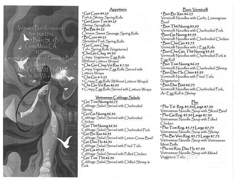 Vietnam Pearl - Costa Mesa, CA menu_pic