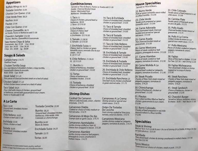 Chavolos Taqueria - Pagosa Springs, CO menu_pic