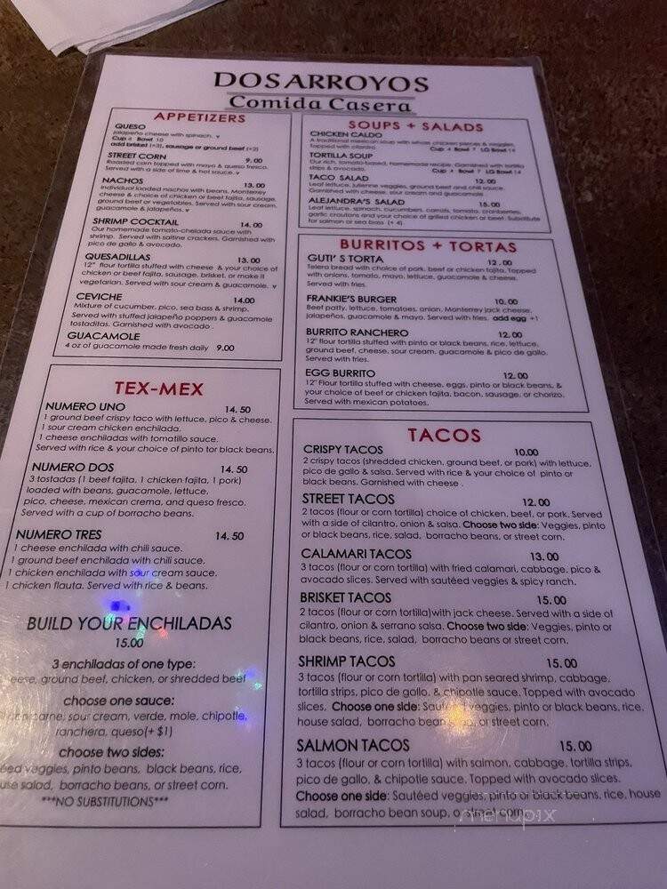 Dos Arroyos Comida Casera - Richardson, TX menu_pic