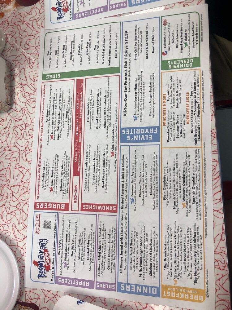 Boomarang Diner - Edmond, OK menu_pic