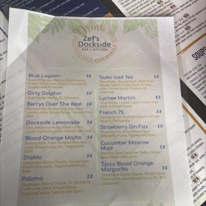 Zef's Dockside Bar & Kitchen - St Clair Shores, MI menu_pic