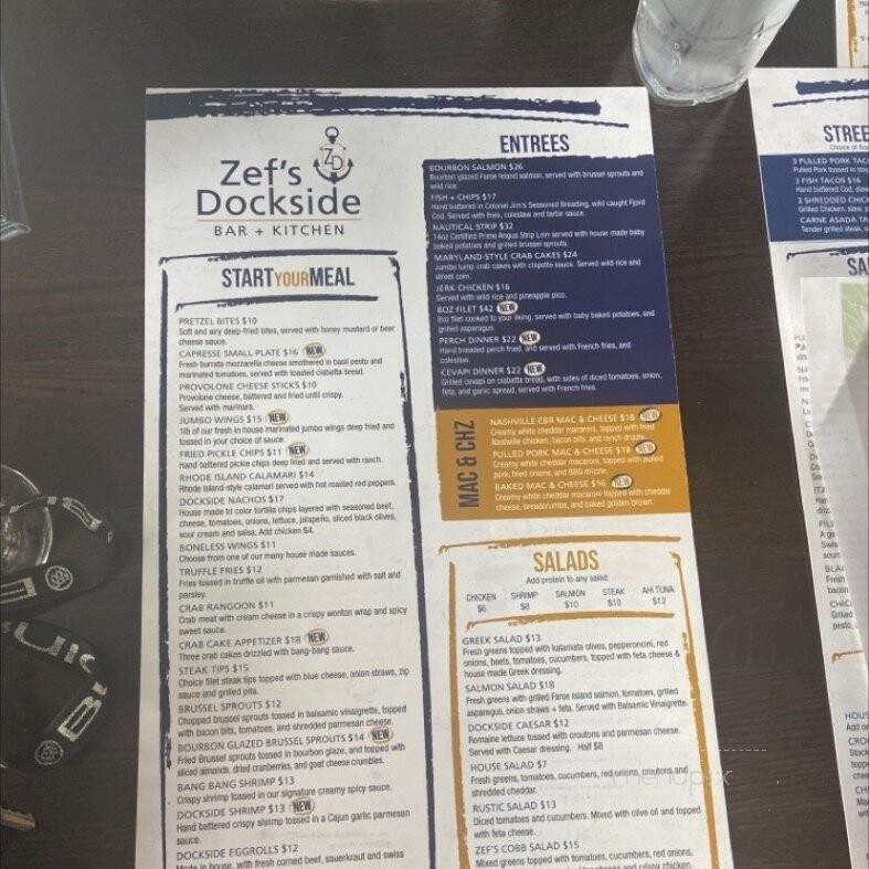 Zef's Dockside Bar & Kitchen - St Clair Shores, MI menu_pic