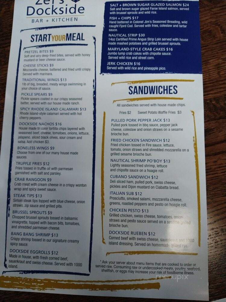 Zef's Dockside Bar & Kitchen - St Clair Shores, MI menu_pic