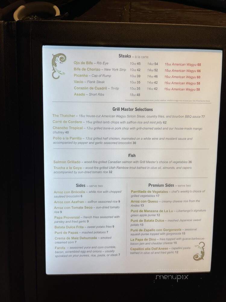 Libertango Steakhouse - Sandy, UT menu_pic