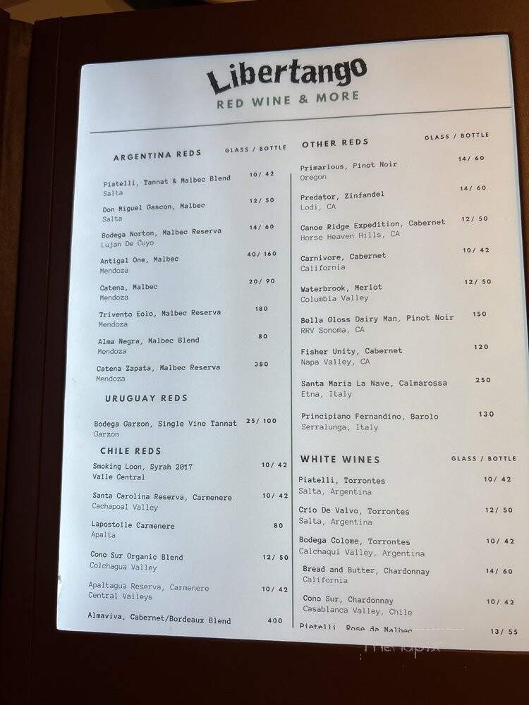 Libertango Steakhouse - Sandy, UT menu_pic