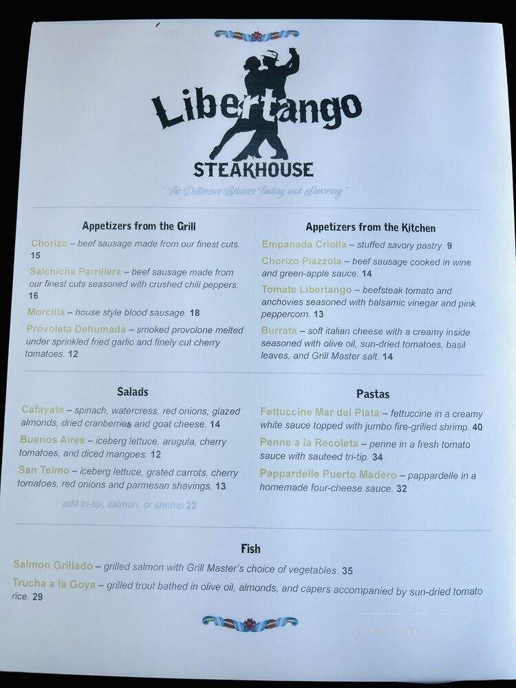 Libertango Steakhouse - Sandy, UT menu_pic
