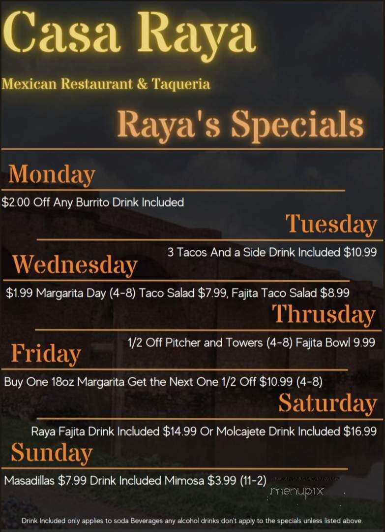 Casa Raya - Mount Vernon, IL menu_pic