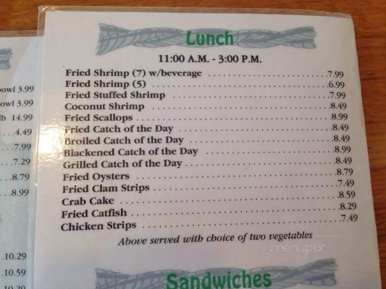 Schooner's Seafood House - St Augustine, FL menu_pic