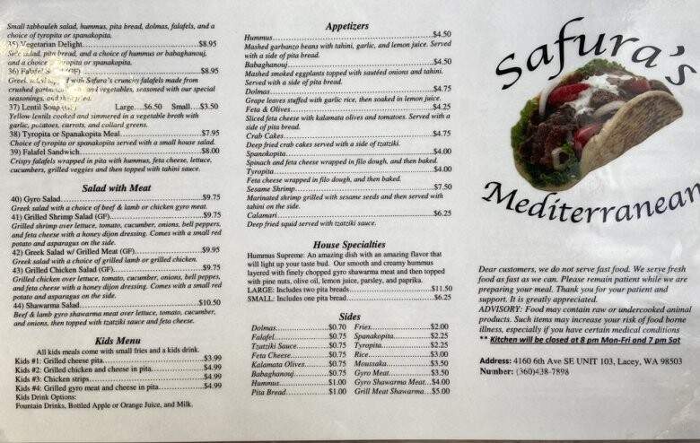 Safura's Mediterranean Cuisine - Lacey, WA