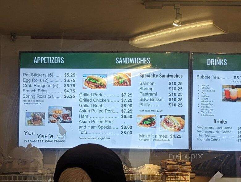 Yeh Yeh's Sandwiches - Lynnwood, WA menu_pic