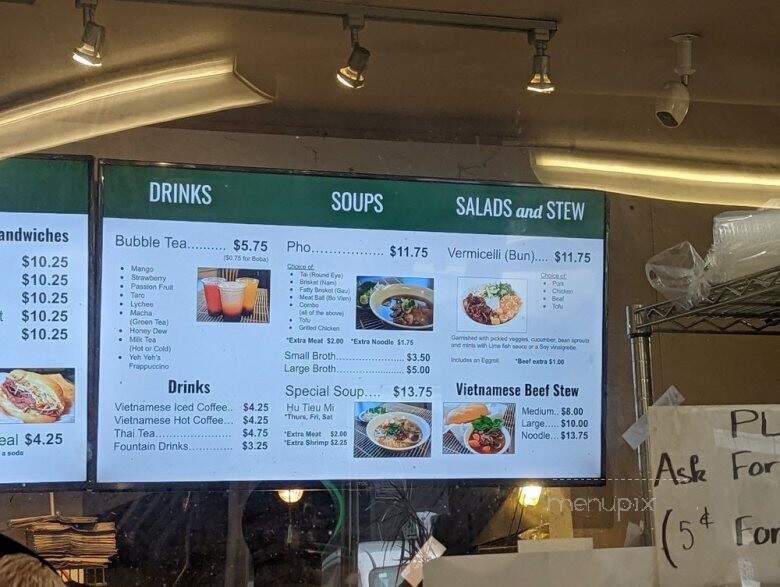 Yeh Yeh's Sandwiches - Lynnwood, WA menu_pic