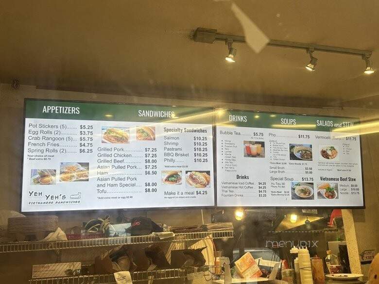 Yeh Yeh's Sandwiches - Lynnwood, WA menu_pic