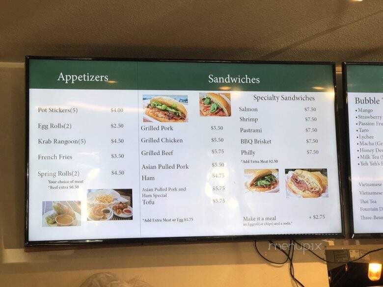 Yeh Yeh's Sandwiches - Lynnwood, WA menu_pic