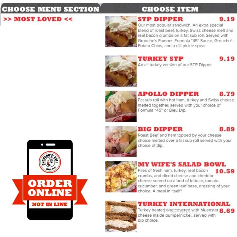 Groucho's Deli - Georgetown, SC menu_pic