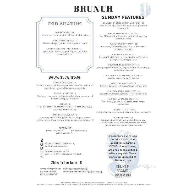 On the Nines - Mooresville, NC menu_pic