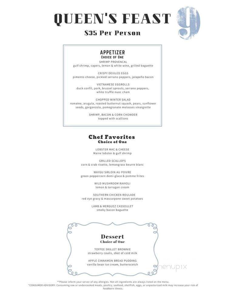 On the Nines - Mooresville, NC menu_pic