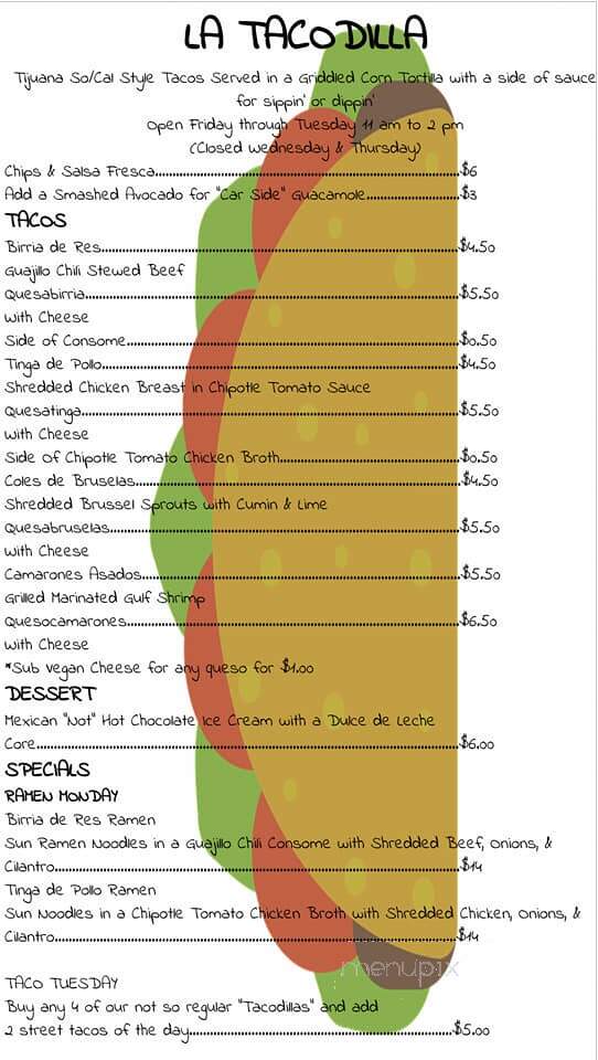 La Tacodilla - West Dennis, MA menu_pic