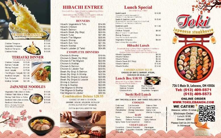Toki Japanese Steakhouse - Lebanon, OH menu_pic