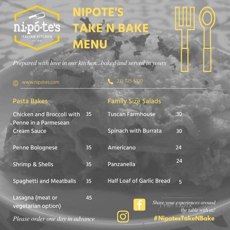 Nipote's Italian Kitchen - Muskegon, MI menu_pic