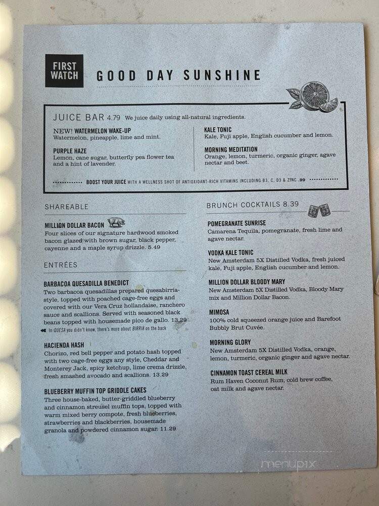 First Watch - Chesapeake, VA menu_pic