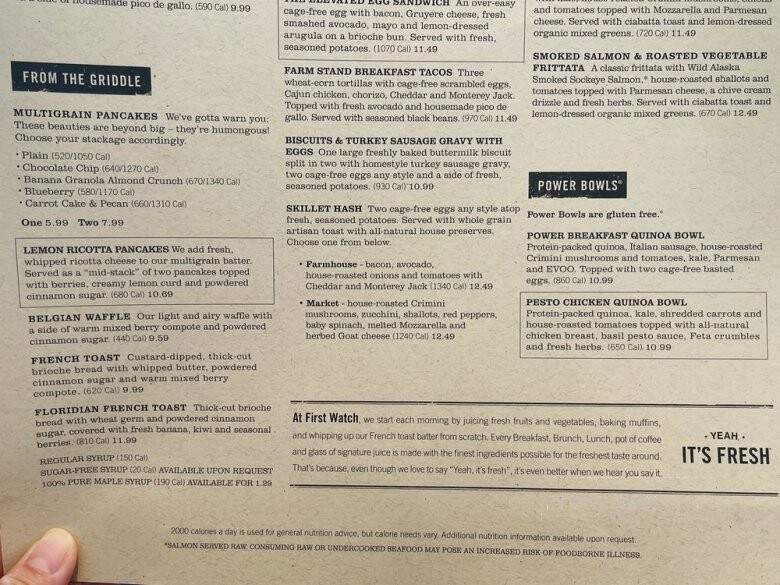 First Watch - Chesapeake, VA menu_pic